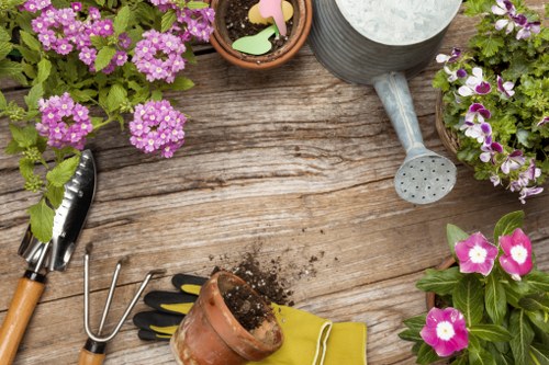 Outdoor landscaping in Chislehurst with planting and structured garden design